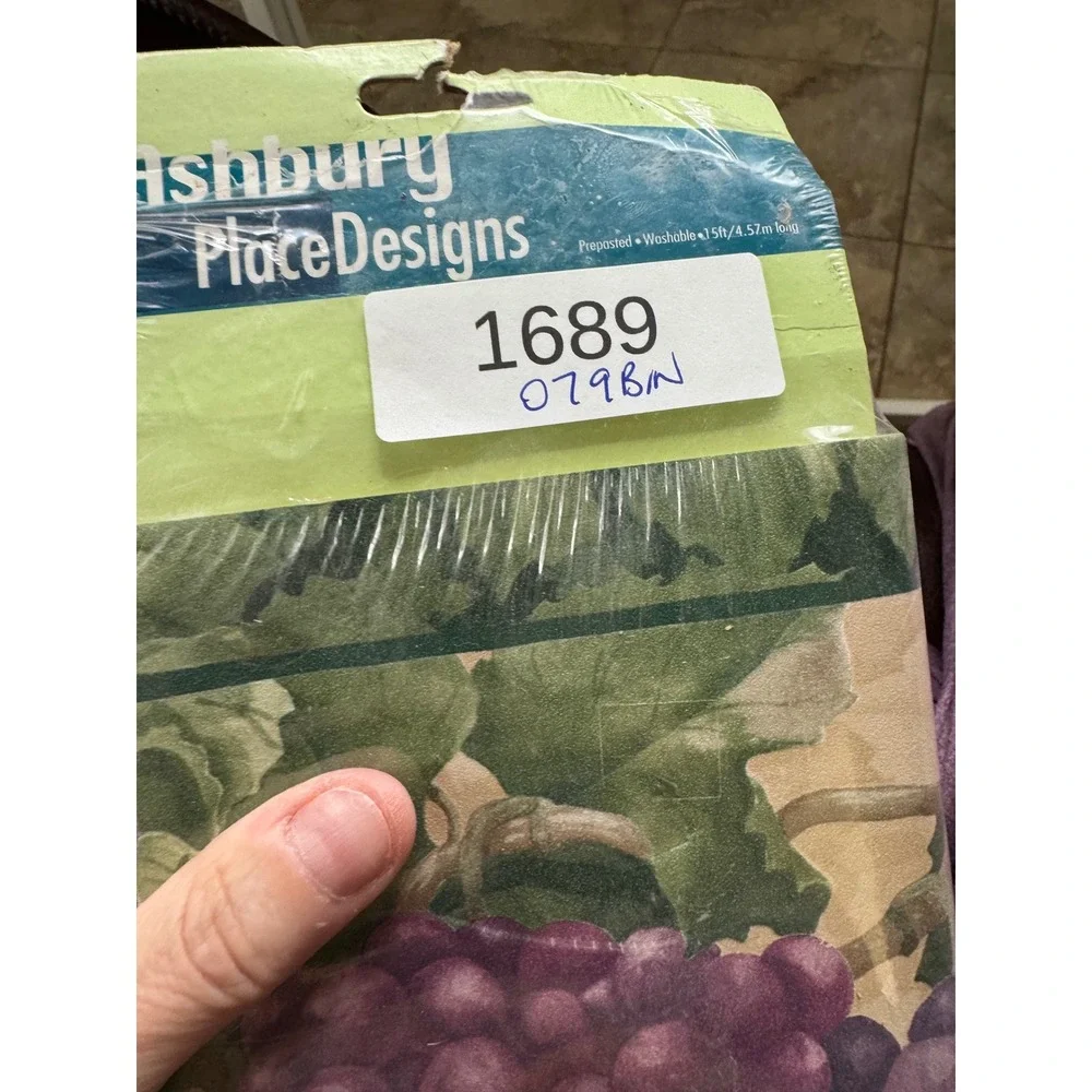 Ashbury Place Designs Wallpaper Border 15ft Purple Grapes Vineyard‎ PB712B NEW
